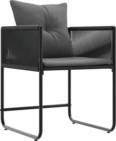 vidaXL Καρέκλα με μαξιλάρι 4 pcs Μαύρο και Ανθρακί Ράτα PE