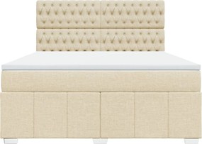 vidaXL Κρεβάτι Boxspring με Στρώμα Κρεμ 180x200 εκ. Υφασμάτινο