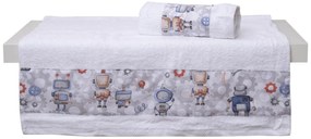 Σετ 2 Τεμ Πετσέτες 50x80, 70x130 με Φάσα Ρομπότ σε Απλή Συσκευασία