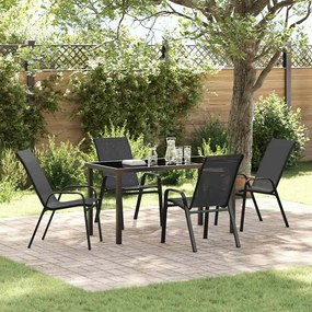vidaXL Σέτ φαγητού για κήπο 5 pcs Μαύρο Textilene και ατσάλι