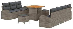 vidaXL Σετ Καναπέ Κήπου με μαξιλάρι 10 pcs Γκρι Πολυ ράταν