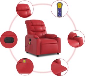 vidaXL Πολυθρόνα Μασάζ Ανακλινόμενη Κόκκινη από Συνθετικό Δέρμα
