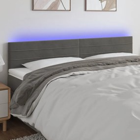 Κεφαλάρι Κρεβατιού LED Σκούρο Γκρι 200x5x78/88 εκ. Βελούδινο 3121819