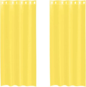 vidaXL Voile κουρτίνες με ροδέλες 2 τεμάχια Κίτρινο