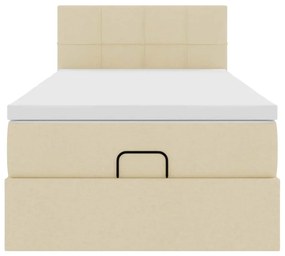 vidaXL Οθωμανικό κρεβάτι με στρώμα Cream 100x200cm ύφασμα