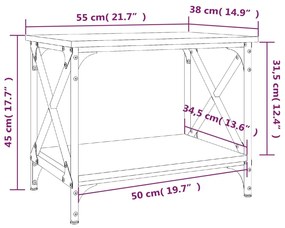 Βοηθητικό Τραπέζι Μαύρο 55 x 38 x 45 εκ. από Επεξεργασμένο Ξύλο - Μαύρο