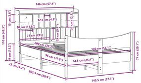 Σκελετός Κρεβατιού Χωρίς Στρώμα Καφέ 140x200 Μασίφ Ξύλο Πεύκου - Καφέ