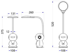 ΠΑΙΔΙΚΟ ΦΩΤΙΣΤΙΚΟ ΓΡΑΦΕΙΟΥ LED BADOO ΡΟΜΠΟΤΑΚΙ HM4453.01 ΛΕΥΚΟ-ΓΚΡΙ ABS