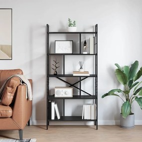 vidaXL Ράφι Βιβλίων Μαύρη Οξυά 75 x 30 x 156 εκ. Επεξεργασμένο ξύλο