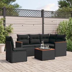 vidaXL Patio Sofa Set 6-θέσια Black