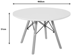 Τραπέζι Julita παιδικό λευκό mdf και ξύλο οξιάς σε φυσική απόχρωση Φ60x51εκ