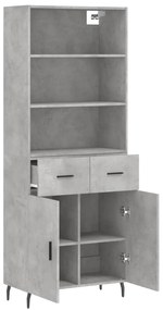 vidaXL Ντουλάπι Γκρι Σκυροδέματος 69,5x34x180 εκ. Επεξεργασμένο Ξύλο