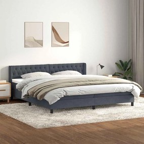 vidaXL Κρεβάτι Boxspring με Στρώμα Σκούρο Γκρι 200x210 εκ. Βελούδινο