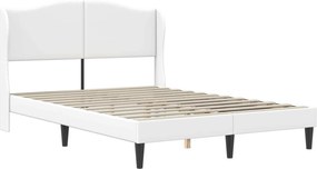 vidaXL Σκελετός Κρεβατιού με κεφαλάρι Λευκό 140 x 190 cm Τεχνητό Δέρμα