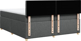 vidaXL Κρεβάτι Boxspring με Στρώμα Σκούρο Γκρι 200x200 εκ. Υφασμάτινο