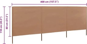 vidaXL Προστατευτικό Αέρα με 3 Πάνελ Taupe 400 x 80 εκ. Υφασμάτινο