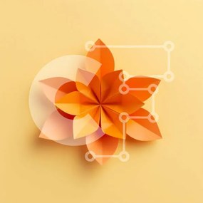 Intra Συλλεκτικό Ξύλινο Παζλ Plywood 4mm - Πορτοκαλί χάρτινο λουλούδι - Απλό και κομψό σχέδιο Σε Ξύλινο Κουτί - Διαστάσεις Puzzle: 10x10 cm – 25 κομμάτια