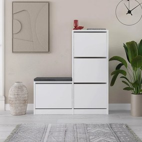 Παπουτσοθήκη Dude Megapap χρώμα λευκό 104,8x26x118,5εκ.