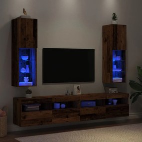 Έπιπλο Τηλεόρασης με Φώτα LED 2 τεμ. 30,5x30x102 εκ.