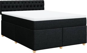 vidaXL Κρεβάτι Boxspring με Στρώμα Μαύρο 140x200 εκ. Υφασμάτινο