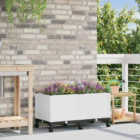 vidaXL Κήπος Γλαστράκι με Ροδάκια Λευκό 80 x 40 x 48 cm PP