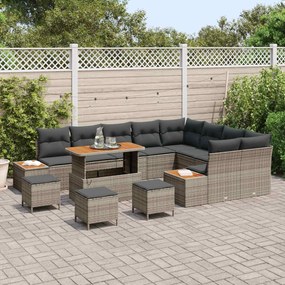 vidaXL Σετ Καναπέ Κήπου με μαξιλάρι 13 pcs Γκρι