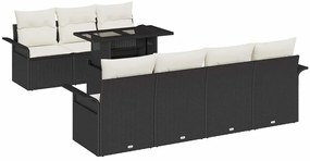 vidaXL Σετ Καναπέ Κήπου με μαξιλάρι 8 pcs Μαύρο Πολυ ράταν