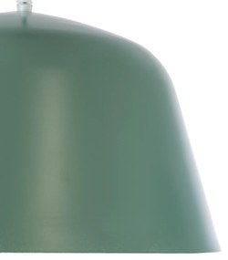 GloboStar® UPVALE 01285 Μοντέρνο Κρεμαστό Φωτιστικό Οροφής Μονόφωτο 1 x E27 Γκρι Πράσινο Μεταλλικό Καμπάνα Φ40 x Y24cm