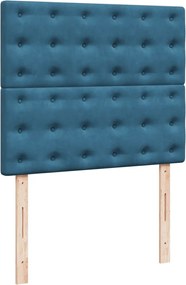 vidaXL Κρεβάτι Boxspring με Στρώμα Μπλε 120x200 εκ. Βελούδινο