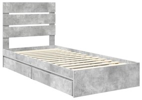 vidaXL Κρεβάτι Αποθήκης Σκυρόδεμα Γκρι 100 x 200 cm Επεξεργασμένο ξύλο
