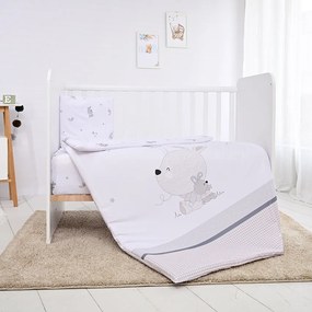 BEDDING SET 3  PIECES LITTLE RABBITS GREY