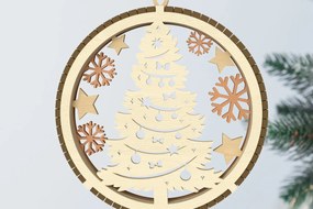 Σετ των 3 Intra απο ξύλο plywood 3mm-4mm πάχος - Χριστουγεννιάτικο δέντρο και στολίδι νιφάδα χιονιού Δίασταση 6x6 cm INTRAFABR-107963735