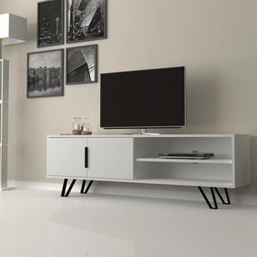 Έπιπλο Tηλεόρασης Foot 192554 160x35x49cm White Μελαμίνη,Μέταλλο