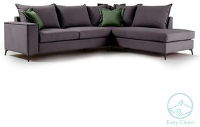 Γωνιακός καναπές αριστερή γωνία Romantic pakoworld ύφασμα ανθρακί-κυπαρισσί 290x235x95εκ - Ύφασμα - 168-000035