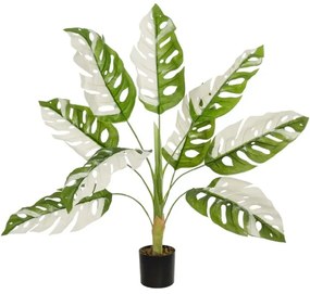 Τεχνητό Φυτό Albino Monstera 20938 90x90x90cm White-Green GloboStar Πολυαιθυλένιο,Ύφασμα