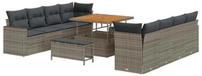 vidaXL Σετ Καναπέ Κήπου με μαξιλάρι 11 pcs Γκρι 100 x 100 x 71 cm