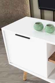 Έπιπλο Τηλεόρασης Λευκό / Καρυδί PRABU 160x35x18