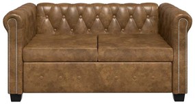 vidaXL Διθέσιος και Τριθέσιος Καναπές Chesterfield Σετ Καφέ