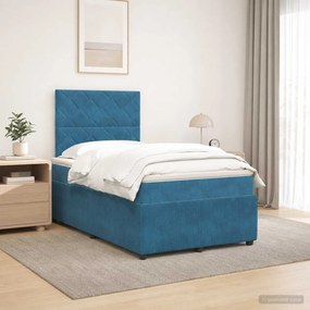 vidaXL Κρεβάτι box spring με στρώμα Μπλε 120 x 190 cm Βελούδο