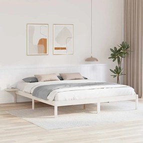 vidaXL Πλαίσιο κρεβατιού με κομοδίνα Λευκό 200 x 200 cm Λευκό