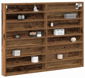 vidaXL Βιτρίνα με ράφι Παλιό ξύλο 100 x 8,5 x 75 cm Επεξεργασμένο ξύλο
