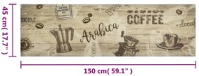 Χαλί Κουζίνας Πλενόμενο Καφέ Επιγραφή Coffee 45x150 εκ. Βελούδο - Καφέ