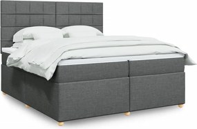vidaXL Κρεβάτι Boxspring με Στρώμα Σκούρο Γκρι 200x200 εκ. Υφασμάτινο