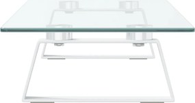 vidaXL Βάση Οθόνης Λευκή 60 x 20 x 8 εκ. από Ψημένο Γυαλί και Μέταλλο