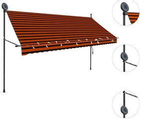 vidaXL Τέντα Συρόμενη Χειροκίνητη με LED Πορτοκαλί / Καφέ 300 εκ.