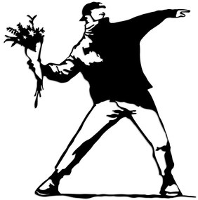 Διακοσμητικό Τοίχου Banksy 891TNL3589 69x70cm Black Wallity Μέταλλο