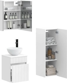 vidaXL Σετ Επίπλων Μπάνιου 4 pcs Λευκό Επεξεργασμένο Ξύλο και Γυαλί