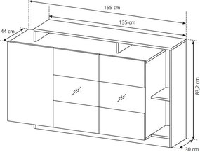 Μπουφές Oak-Leuko Fusiko