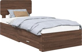 vidaXL Σκελετός Κρεβατιού Καφέ δρυς 75 x 190 cm Επεξεργασμένο ξύλο