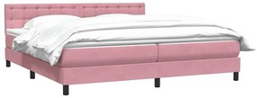 Box Spring κρεβάτι με στρώμα ροζ 200x220 cm Βελούδινο - Ροζ